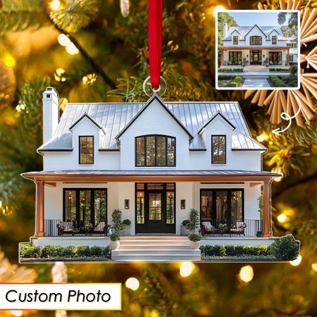 Personalized New Home 2D Flat Photo Ornament 2025 + Custom House Address Keepsake + Family Name + Realtor Housewarming Gift