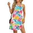 thumbnail image 5 of Mqqzkk Summer Dresses for Women Beach Vacation Boho Floral T Shirt Sleeveless Sundress Fashion Tank Dress, 5 of 7