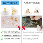 2 Pairs Large Earring Backs,925 Sterling Silver Earring Backs Replacements for Diamond Studs,14K Gold Plated Hypoallergenic Secure Earring Backs (12MM Silver)