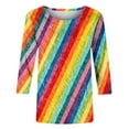 thumbnail image 6 of Xuyuer Womens Valentine T Shirts Love Heart Printed Graphic Tee Tops Spring Shirts Halloween Round Neck 3/4 Length Sleeve Graphic Tee Tops Fashion Casual Printed T-Shirt Top, 6 of 6