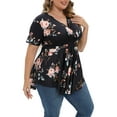thumbnail image 5 of Gocolloa Plus Size Tops for Women 2025 Summer Short Sleeve V Neck Casual Shirts Dressy Pleated Wrap Tunic Top Blouses P168 Floral Print 1X, 5 of 6