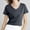 Dark Gray, variant on Women's Short Sleeve Blouse, V-Neck Casual T-Shirt, Solid Color Basic Top for Everyday Wear