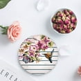 thumbnail image 4 of POGLIP Tropical Spring Flora Flower Butterfly Stripe Set of 6 Round Coaster for Drinks, Absorbent Ceramic Stone Coasters Cup Mat with Cork Base for Home Kitchen Room Coffee Table Bar Decor, 4 of 5