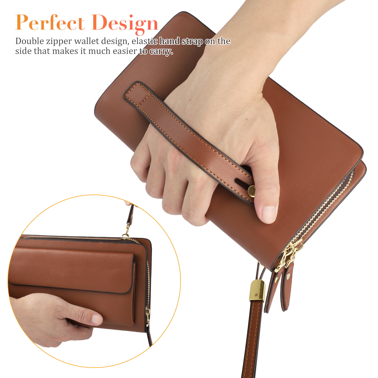 Porfeet Women Quilted Crown Clutch Long Purse Faux Leather Wallet Card  Holder Handbag,Black - Walmart.com