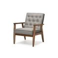 thumbnail image 2 of Baxton Studio Sorrento Mid-century Retro Modern Grey Fabric Upholstered Wooden Lounge Chair, 2 of 6
