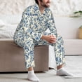 thumbnail image 7 of Sikiie Vintage Blue Floral Mens Pajama Set, Soft Warm Long Sleeve Sleepwear, Cozy Button-Down Pjs for Men-X-Large, 7 of 7