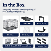 MidWest Homes for Pets 30-inch Two-Door iCrate Folding Dog Crate with Divider Panel, Leak-Proof Tray & Secure Latches
