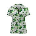 thumbnail image 6 of Whosucclay Clover Lucky Hat Design Tennis Shirts, Half-Zip Skin Friendly Easy Match Short Sleeve Golf Shirts for Women for Jogging Shopping Hiking V Neck Size Small, 6 of 10
