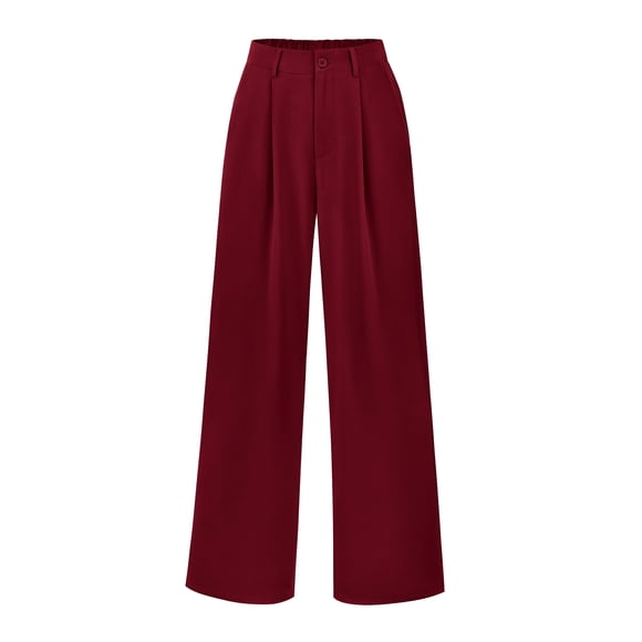 Pantalones PRETTYGARDEN Palazzo Mujer Vino Tinto Tiro Alto Talle M
