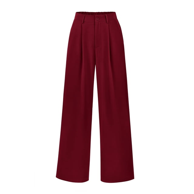 Pantalones PRETTYGARDEN Palazzo Mujer Vino Tinto Tiro Alto Talle M