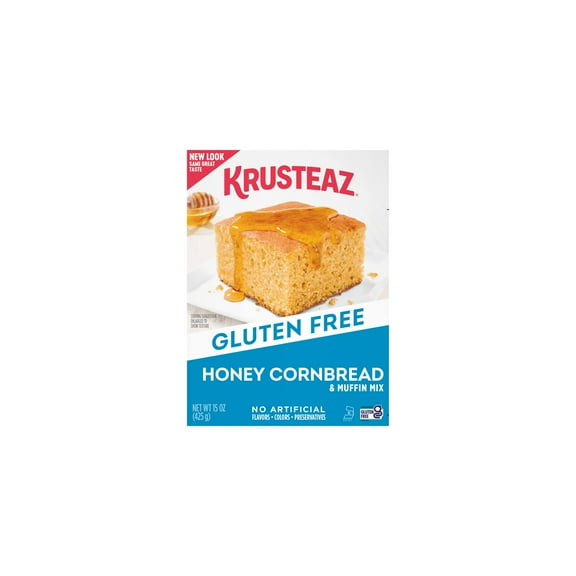 Krusteaz Gluten Free Honey Cornbread Mix, Made with Real Honey, 15 oz Box (Pack of 48)
