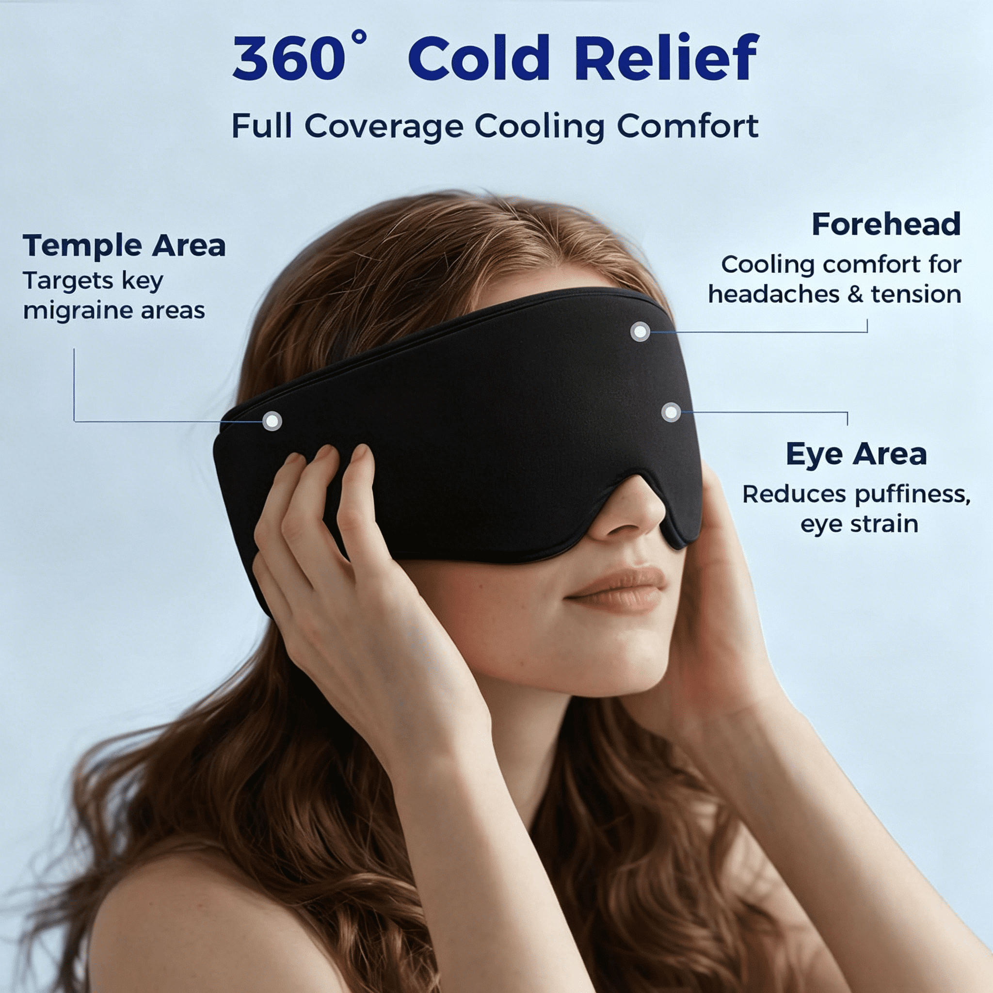 FACEMOON Gel Eye Mask, Reusable & Freezable Eye Compress with Adjustable Strap