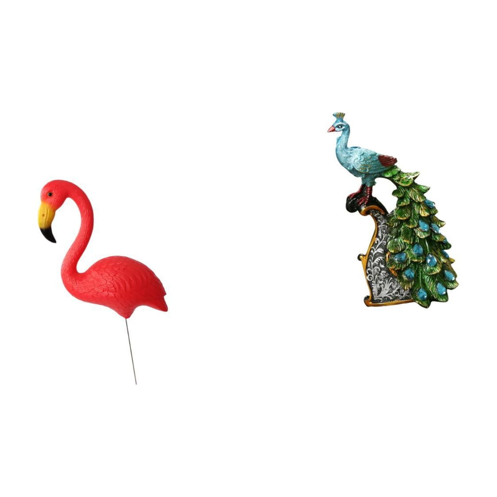 simhoa Flamingo Peacock Garden Sculpture Ornament for Holiday Spring Yard Art and Elegant Tabletop Animal Figurine for Home Bedroom Office Living Room Decoration