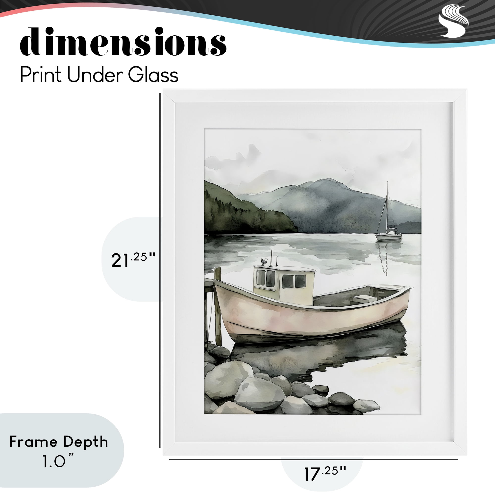 Stupell Industries Coastal Calm Docked Boat White Framed Print Under Glass, design by Riley B
