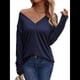 thumbnail image 2 of Camisa de Larga para Mujer, Atuendos de Otoño, Ropa Informal Elegante, Blusa Tipo Túnica con Cuello en V y Botones. Azul Marino S, 2 of 8