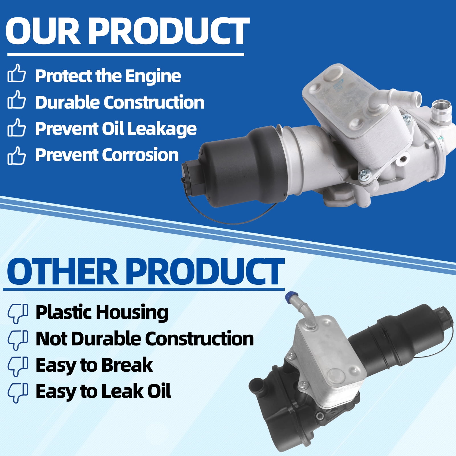 MITZONE Upgrade Aluminium Oil Cooler Filter Housing with Oil Cooler compatible with VW Jetta GTI Golf R Passat Audi A4 A3 TT TTS 2.0L Replace 06F115397K 06F115397J 06F115397H