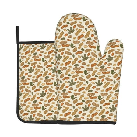 

Lukts Set With Peanut Print Kitchen Heat-Resistant Gloves and Spacers 2pcs Set Suitable for Baking and Cooking