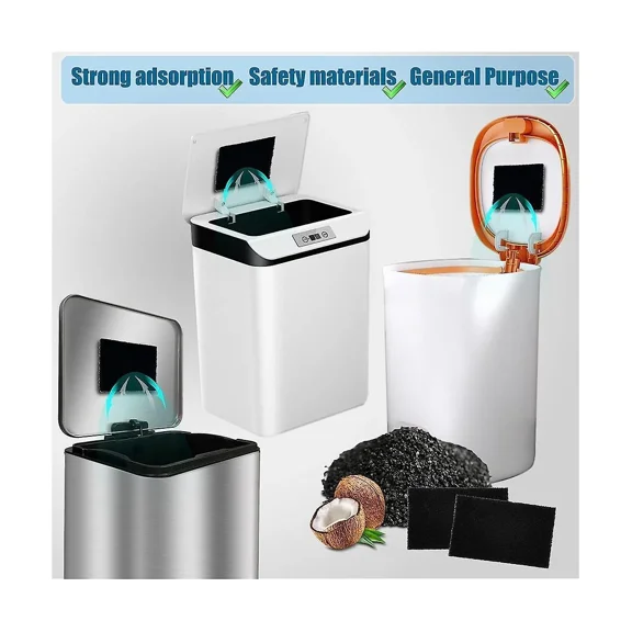 12pack Trash Can Absorbing Filters, Activated Charcoal Purifying Deodorizer For Trash Cans, Compost Buckets-rectangle