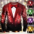 thumbnail image 4 of Mens Christmas Shirts Button Up Lapel Collar Long Sleeve Fitted Holiday Tops Party Outfits Funny Fake Suit Blazers (3XL, Purple), 4 of 4