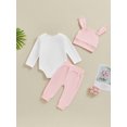 thumbnail image 4 of Inevnen My First Easter Baby Girl Boy Outfits 3PCS Infant Romper Bunny Pants Hat Clothes Set, 4 of 9