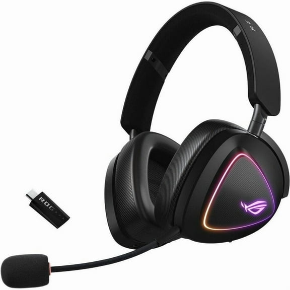 ASUS ROG Delta II Wireless Gaming Headset (50mm Titanium Drivers, ROG SpeedNova, 10mm Super-Wideband Mic, 110 HR Battery, DualFlow Audio, BT, 2.4 GHz, 3.5 mm, For PC, Switch, PS4, PS5, Xbox) - Black