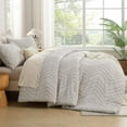 thumbnail image 7 of Linen Comforter Set Queen Size, Boho Soft Warm Tufted Bedding Comforter Sets for Queen Size Bed, 3 Pieces Aesthetic Chevron Farmhouse Cute Bohemian Textured Bed Set, 7 of 7