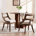 thumbnail image 2 of Guyou Modern Farmhouse Dining Chairs Mid Century Upholstered Dining Chair with Wooden Curved Back Kitchen Chairs for Dining Room Restaurant Cafe, Brown-Linen Stripe(Set of 6), 2 of 8