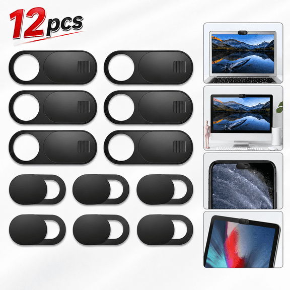 Ustris Laptop Camera Cover Slide, 12 Pack Webcam Cover, Phone Camera Cover, Ultra-Thin Computer Slide - Fits Most Laptop, Desktop, PC, Tablet, Smartphone to Protect Your Privacy and Security
