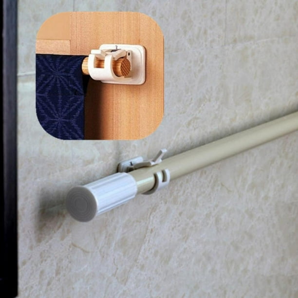 2 Pack Hanging Rod End Hanging Clips Adhesive Wall Hanging Curtain