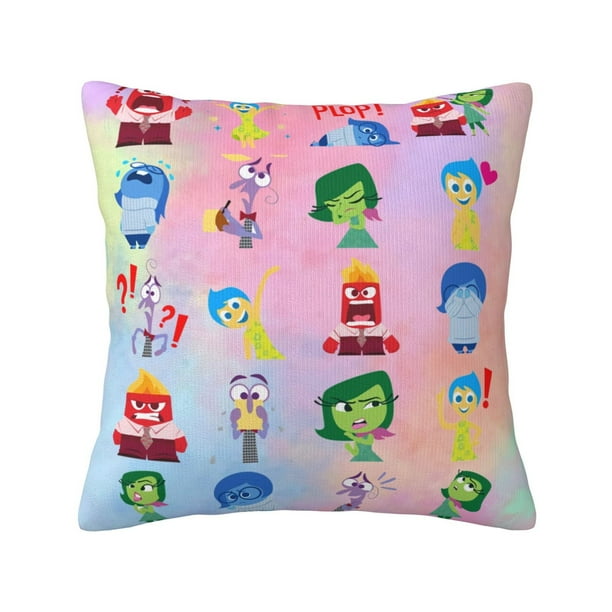 Funda de almohada Inside Out 2, bonita funda de cojín con dibujos animados, juego de cojines para la espalda, ropa de cama suave, decoración del hogar, regalos de boda, 18 x 18 pulgadas