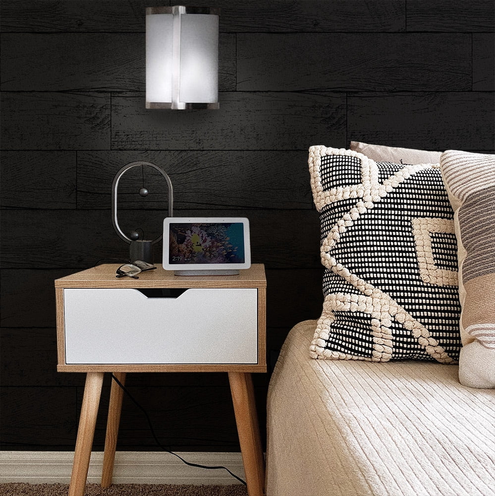 Tempaper Wood Planks Espresso Peel and Stick Wallpaper, 20.5" x 16.5'