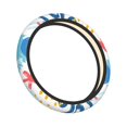 thumbnail image 3 of YFYANG Universal Elastic Blue Watercolor Abstract Texture Car Steering Wheel Cover, Non-Slip Sweat Absorbent, 3 of 8