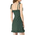 thumbnail image 3 of MODA NOVA Junior's Polka Dots Sleeveless A Line Slip Ruffle Tie Short Mini Dress Green-Dots XXL, 3 of 5