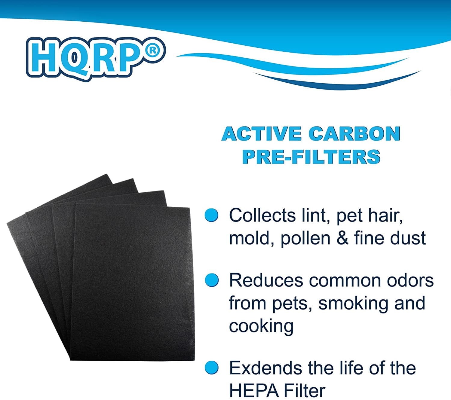 HQRP Filter Set for Winix P300 5300 5500 6300 5300-2 6300-2 C535 AM90 WAC5300 WAC5500 WAC6300 PlasmaWave Air Purifiers, Filter A 115115 Size 21 Replacement (True HEPA + 4 Carbon)