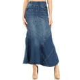 thumbnail image 4 of Fashion2Love Women's Juniors/Plus Size Elastic Waist Mermaid Shape Stretch Denim Long Skirt, 4 of 6