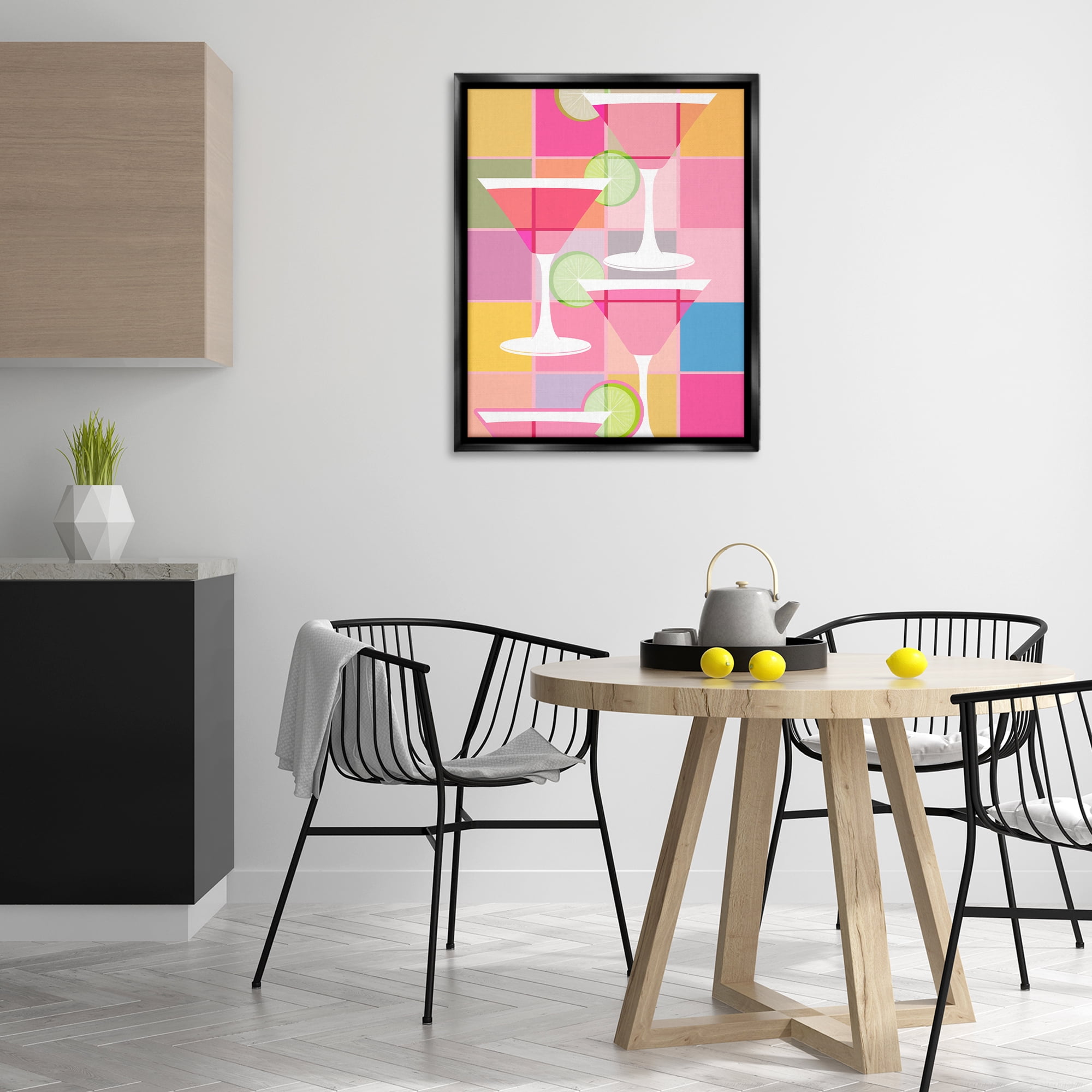 Stupell Industries Cocktail Squares Design Food & Beverage Painting Black Floater Framed Canvas Art Print Wall Art, 25 x 31