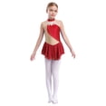 thumbnail image 1 of Oyolan Robe de Patinage Artistique Sans Manches à Paillettes en Maille Florale pour Filles Enfants Rouge 16, 1 of 7