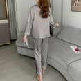 thumbnail image 5 of VERUGU Pajamas for Women Set Button Up Long Sleeve Silk Top with Pocket Long Pants 2 Piece Outfits Loungewear Nightwear Sleepwear, 5 of 5