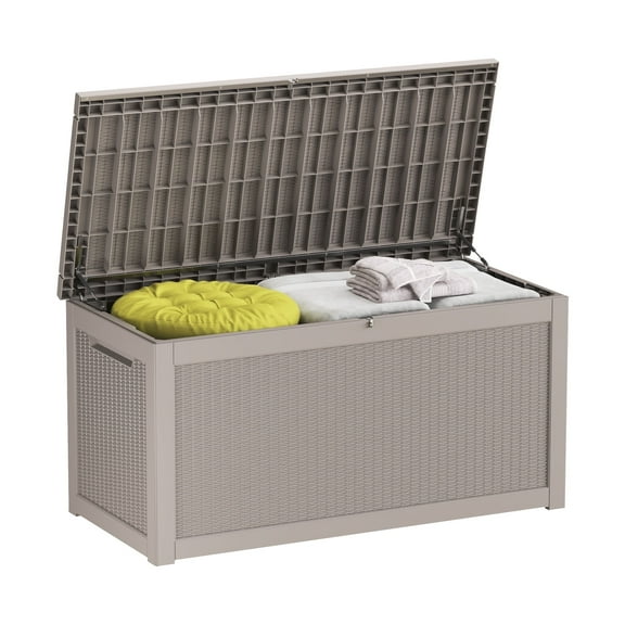 CIRUI 260 Gallon Outdoor Storage Box with Lockable Lid, Extra Large Waterproof Patio Resin Deck Box Home Storage Box for Patio, Cushions,Toys,Brown