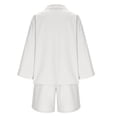 thumbnail image 6 of Kaemgyyd Womens Cotton Linen Set Summer 2 Piece Outfit Fashion Oversized Button down Shirts Wide Leg Shorts Set for Beach Vaction, 6 of 7