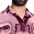 thumbnail image 5 of Pink Monkey Gorilla Men's Short Sleeve Beach Shirts, Hawaiian Printed Button Down Summer Casual Unisex Men's Shirts, 5 of 6