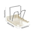 thumbnail image 3 of Kitchen Pot Lid Organizer Rack | V-Shaped Groove | Anti-Slip Stainless Steel & Plastic | Built-In Water Tray | Countertop Storage for Utensils, Spatulas, Cloths | 21x15x4cm | Gray or White | 1 Pack, 3 of 6