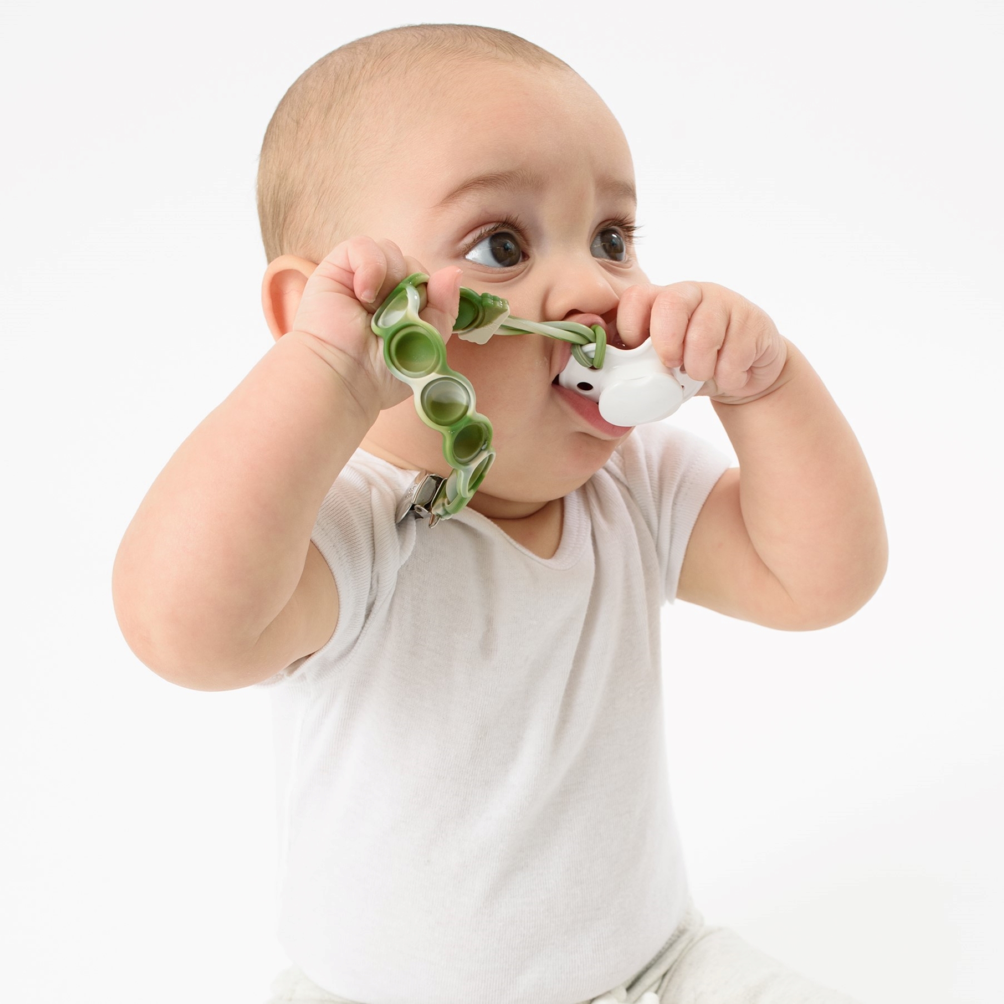 BooginHead PaciGrip Bubble Pop Sensory Stim Silicone Universal Pacifier Clip, Green Pop