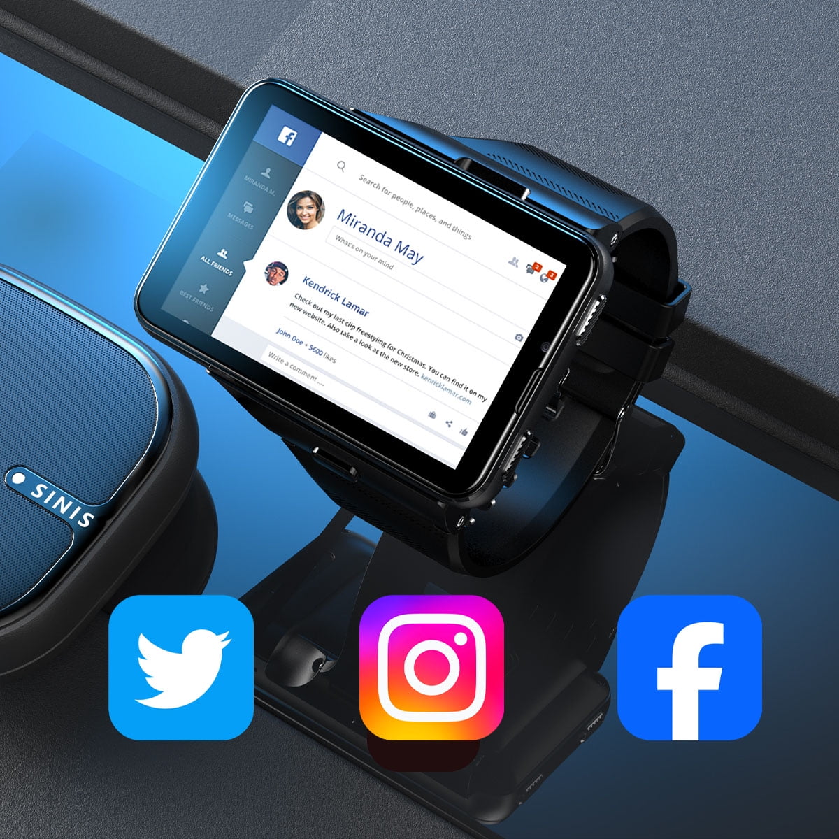 AIEK S999 Plus 4G Smart Watch SMTK6761 Android 11.0 OS 2.88" Screen 2MP/8MP Dual Camera 4GB RAM 64GB ROM 2300mAh BT GPS WiFi Phone Call Men Smartwatch Women Clock