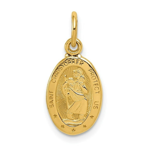 Auriga Fine Jewelry 14K Yellow Gold Saint Christopher Medal Pendant Charm for Women (L-21 mm,W-9.75 mm)
