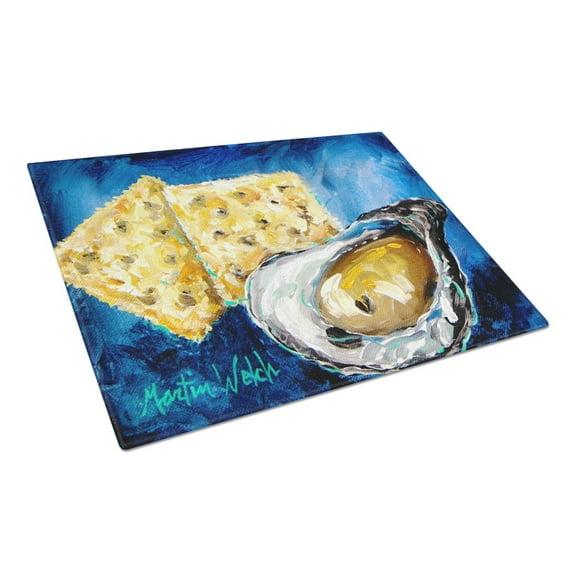 Caroline's Treasures Oysters Two Crackers Glass Cutting Board Large