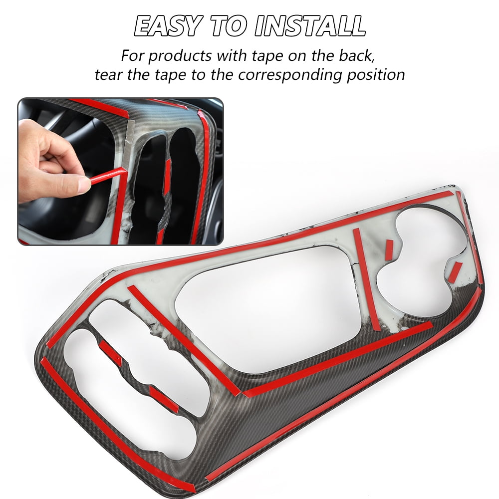 CheroCar Gear Shift Panel Trim Cover ABS for Dodge Challenger 2015-2023 Interior Accessories Carbon Fiber Black