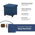 thumbnail image 3 of 15 Inch Storage Ottoman with Wooden Legs - Cube Foot Rest Stool, Square Footstool, Comfortable Seat with Lid, Foldable Fabric Ottoman, Space-Saving Navy, 3 of 16