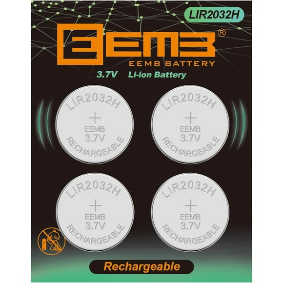 EEMB LIR2032H Rechargeable Battery with 4PCS 3.7V Lithium-ion Coin Button Cell Batteries 70mAh Can Replace ML2032 for Car Remote Key Fob Watch(4)