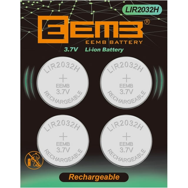 EEMB LIR2032H Rechargeable Battery with 4PCS 3.7V Lithium-ion Coin Button Cell Batteries 70mAh Can Replace ML2032 for Car Remote Key Fob Watch(4)